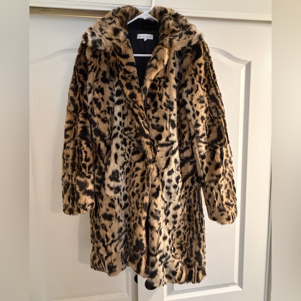 Leopard Print Faux Fur Teddy Coat - Brown